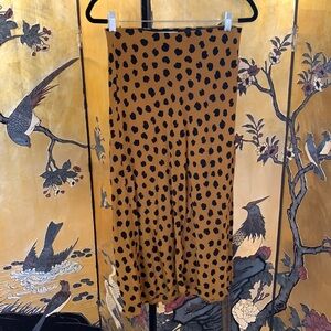 MADEWELL Gold & Black Polkadot Midi Slip Skirt | Size 2